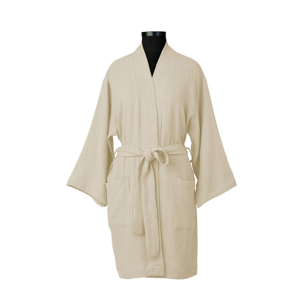 Kimono Bathrobe - Cotton Gauze - Sand - Carla