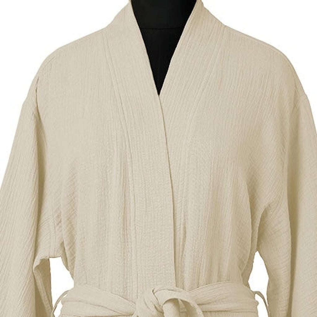 Kimono Bathrobe - Cotton Gauze - Sand - Carla