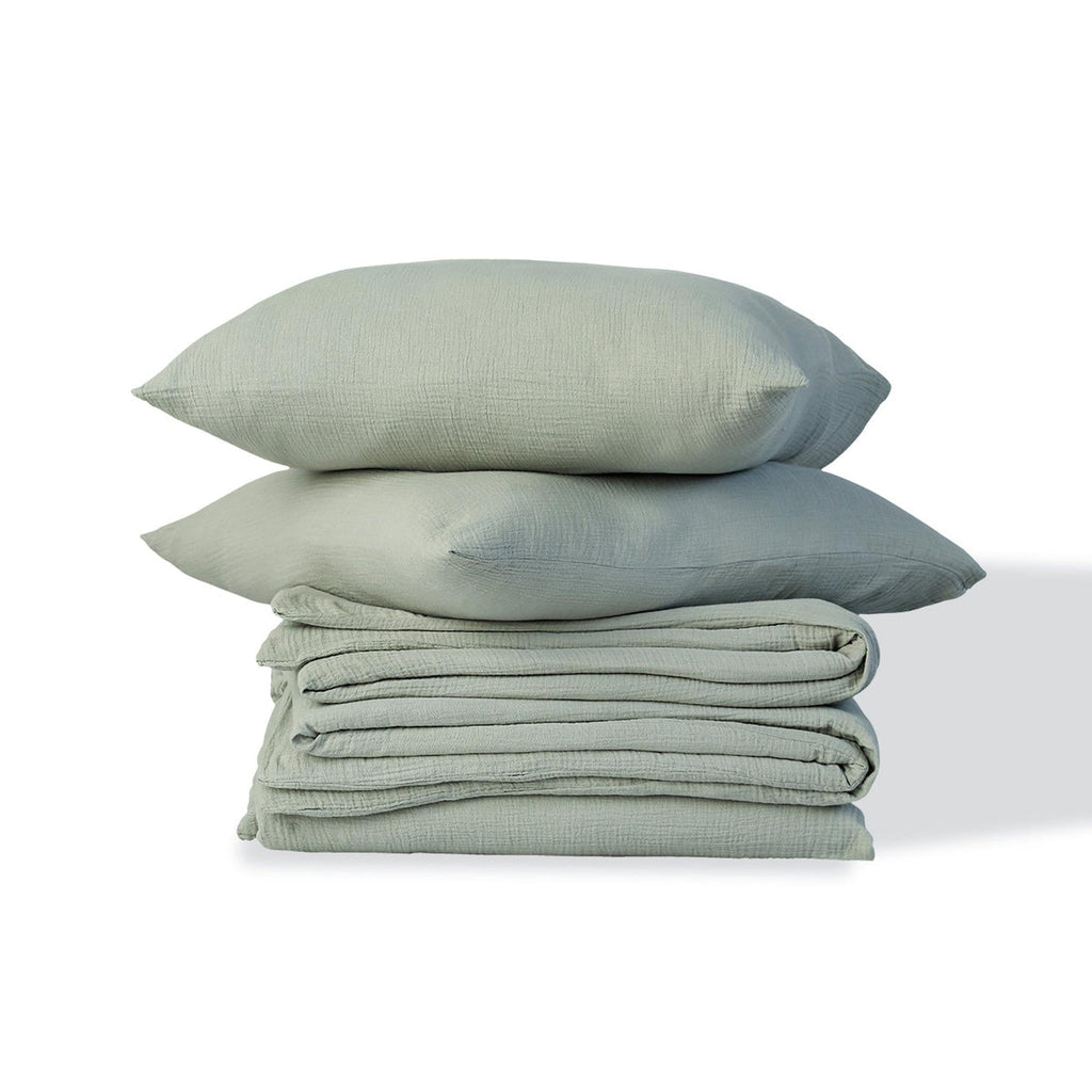 Carla - Juego De Cama - Gasa De Algodón - Verde Céladon