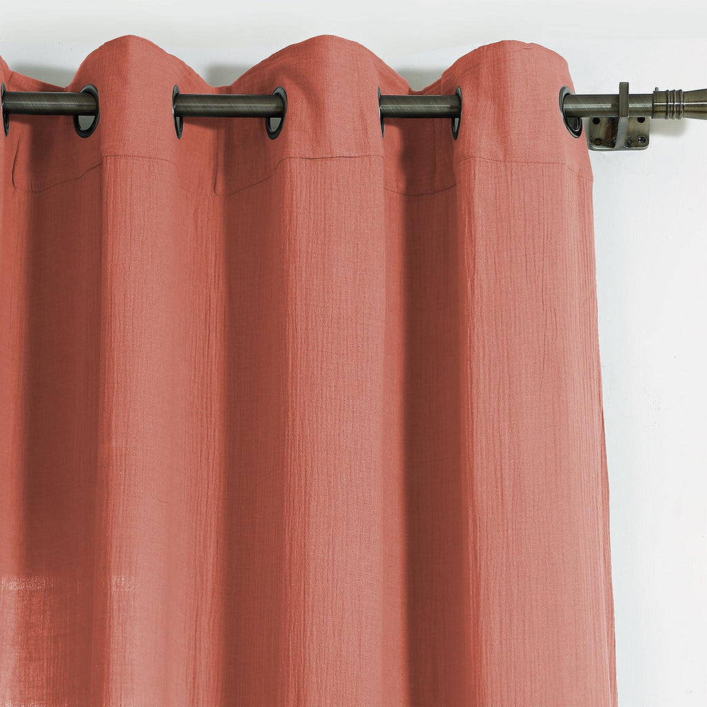 Carla - Eyelet Curtain - Cotton Gauze - Tuscan Red