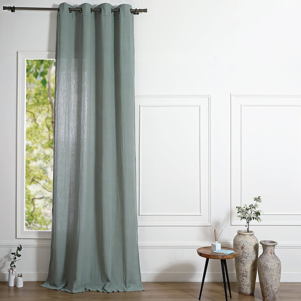 Carla - Cortina Con Ollaos - Gasa De Algodón - Verde Celadón