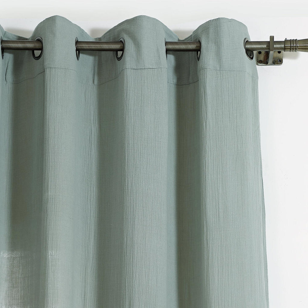 Carla - Cortina Con Ollaos - Gasa De Algodón - Verde Celadón