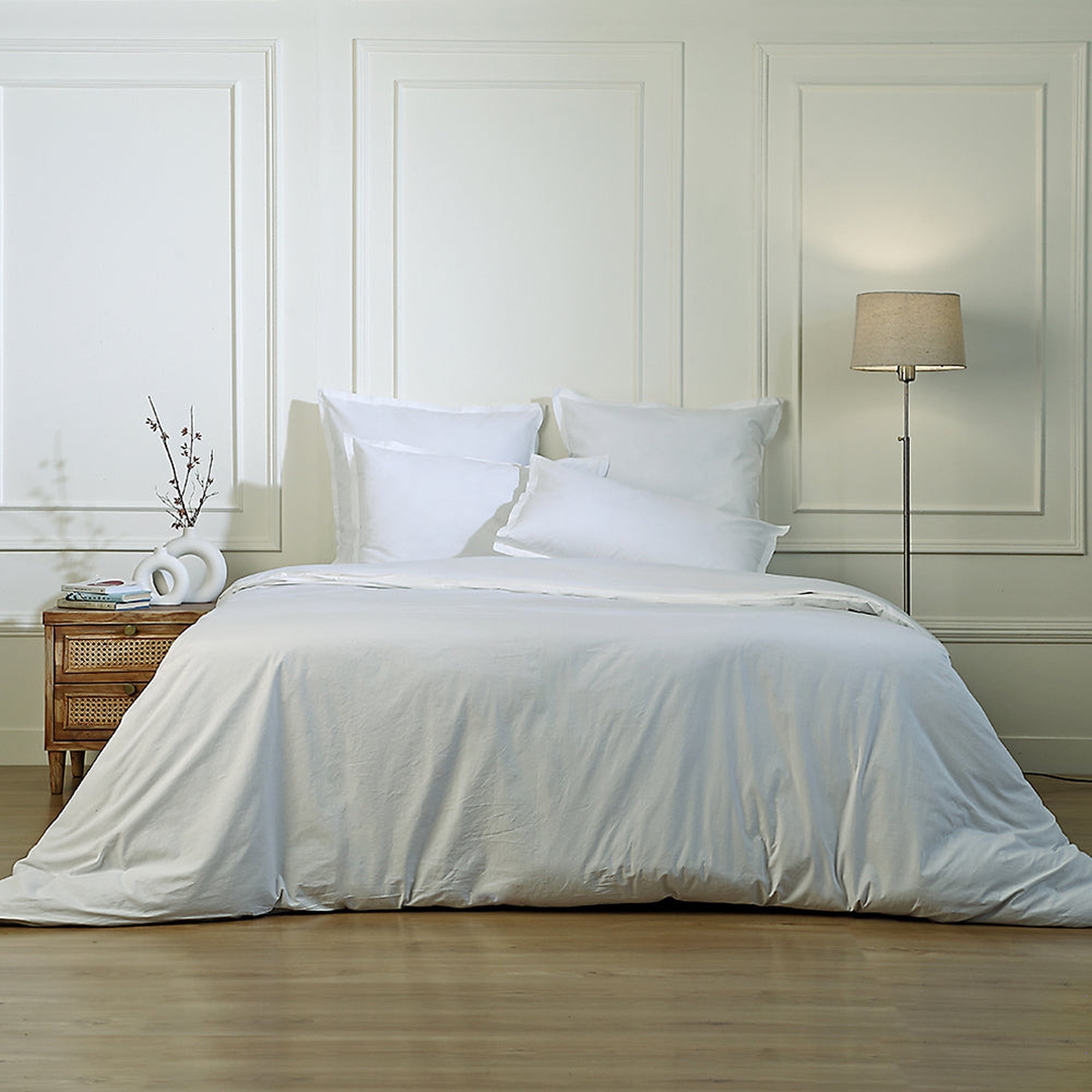 Luna - Drap Housse - Coton Lavé - Blanc