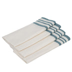 Set of 4 Cotton Napkins 45x45 - Mahdia - White / Petrol Blue