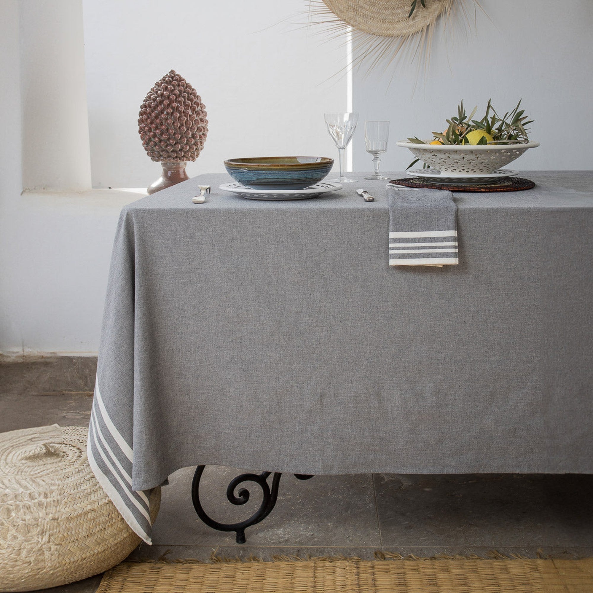 Mahdia - Mantel - Algodón - Gris Medio