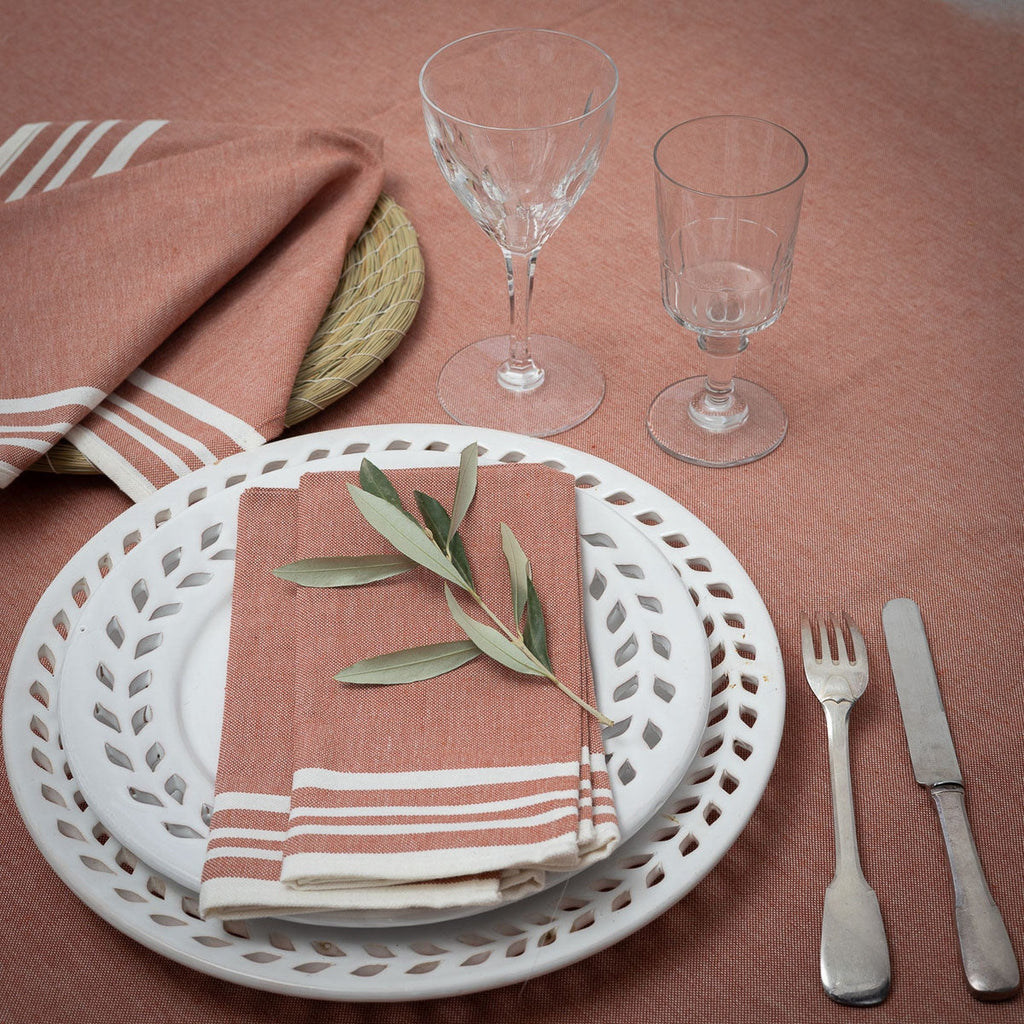 Cotton Tablecloth 150x250 - Mahdia - Terracotta Red
