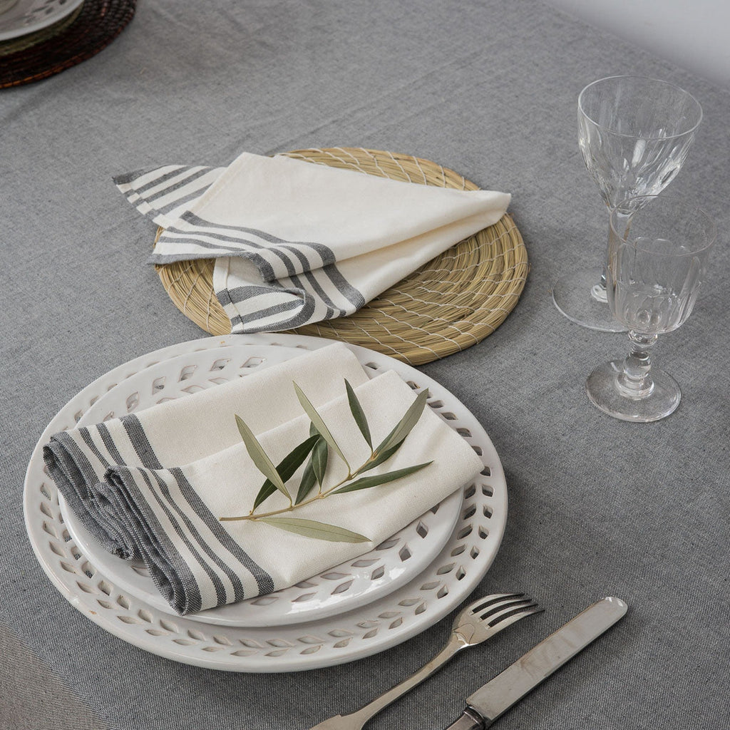 Cotton Tablecloth 180x300 - Mahdia - Medium Grey