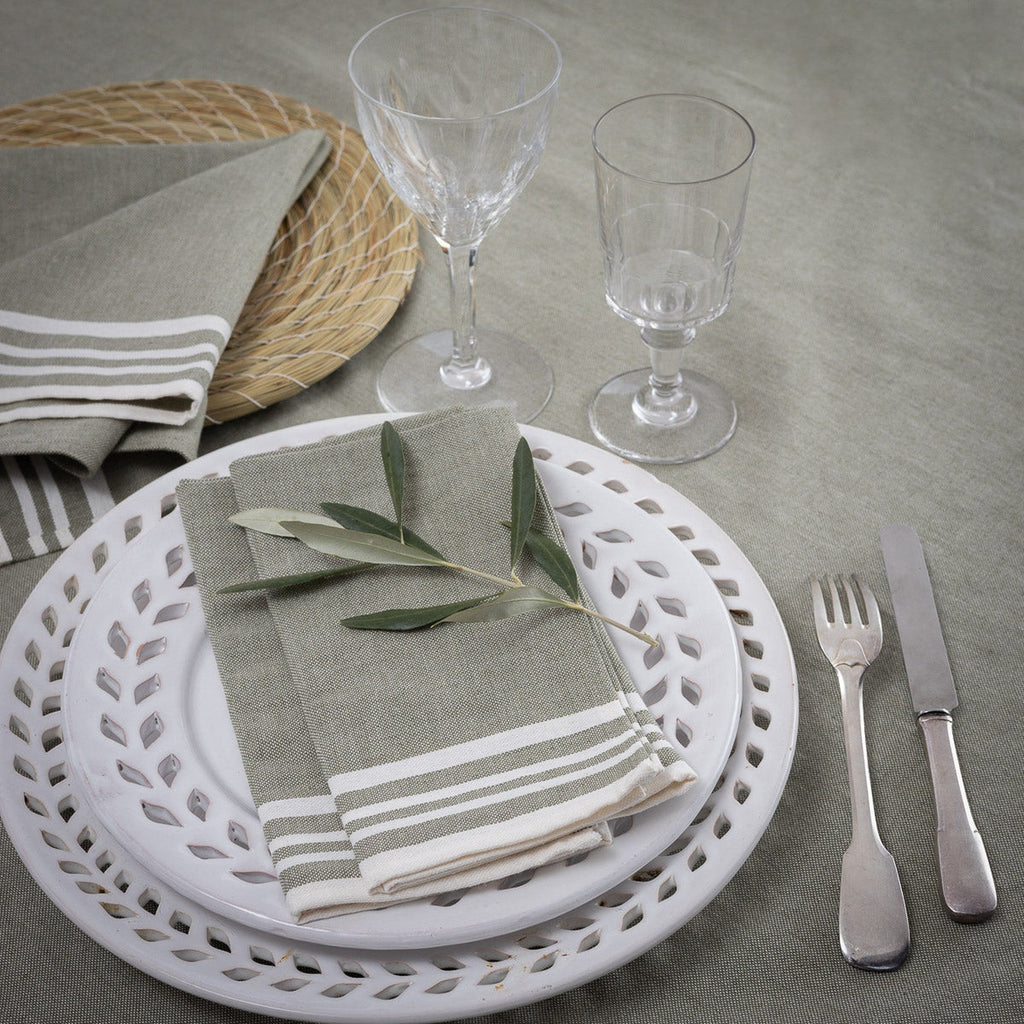 Cotton Tablecloth 180x300 - Mahdia - Olive Green