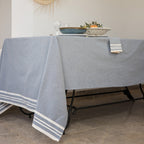 Tablecloth &amp; 8 Cotton Napkins 180x350 - Mahdia - Denim Blue