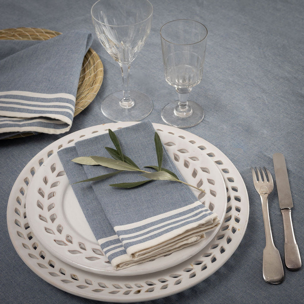 Set of 4 Cotton Napkins 45x45 - Mahdia - Denim Blue