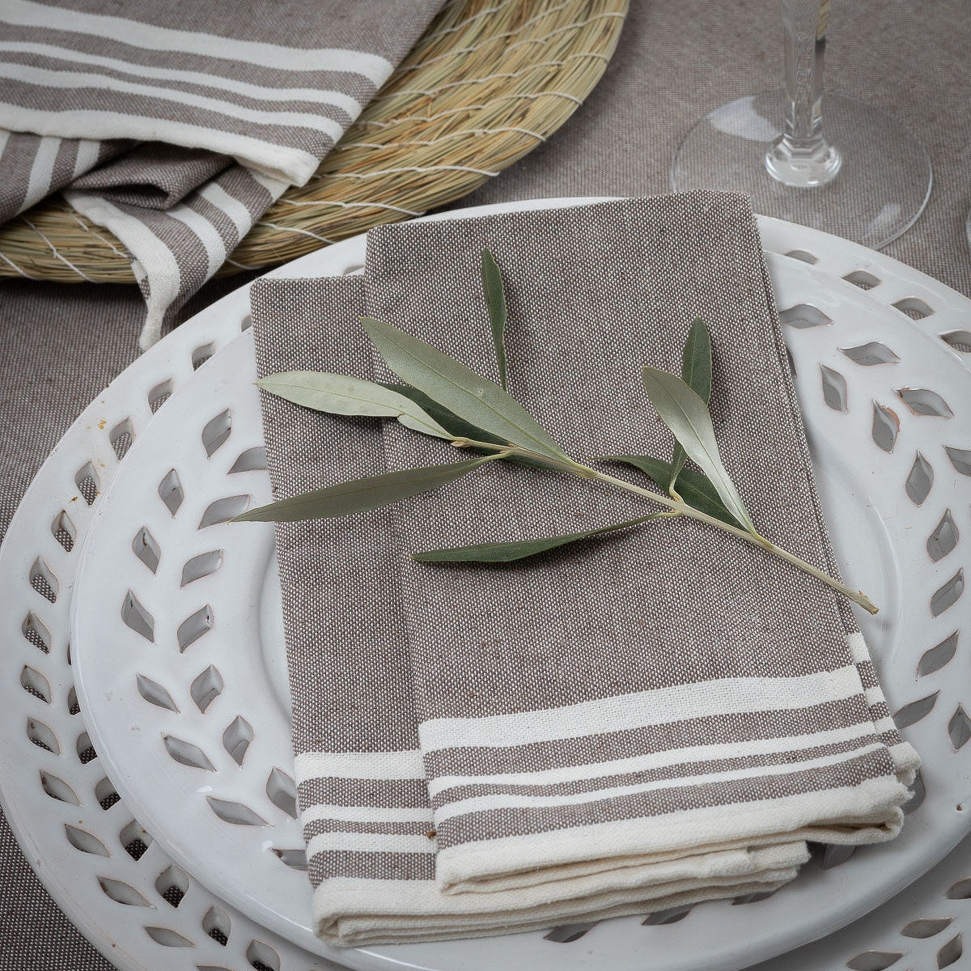 Set of 4 Cotton Napkins 45x45 - Mahdia - Taupe