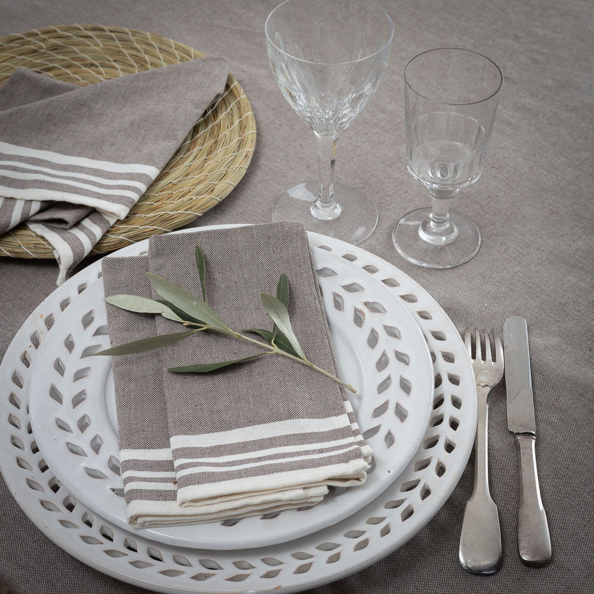Set of 4 Cotton Napkins 45x45 - Mahdia - Taupe