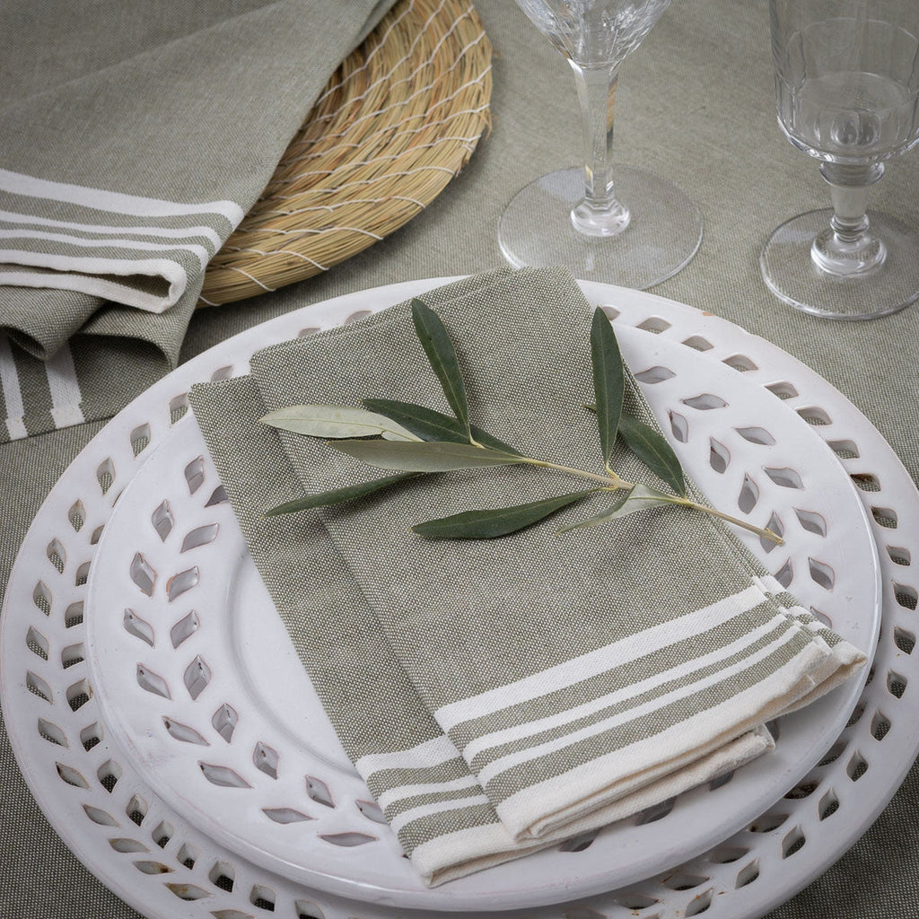 Set of 4 Cotton Napkins 45x45 - Mahdia - Olive Green