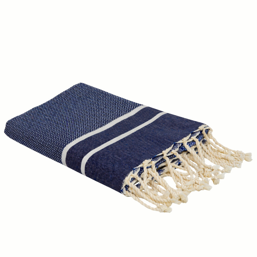 Sienna - Fouta Jacquard - Bleu Denim