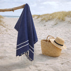 Sienna - Fouta Jacquard - Bleu Denim