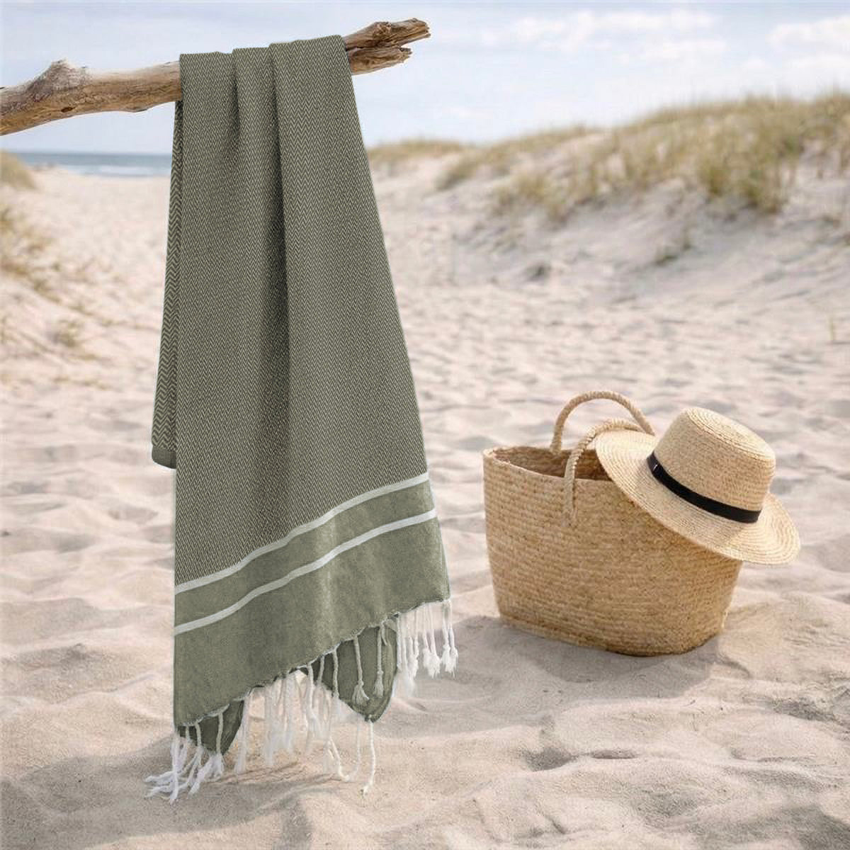 Sienna - Fouta Jacquard - Vert Olive