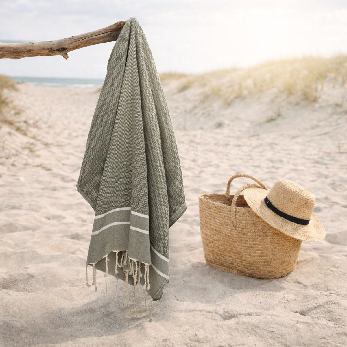 Sienna - Fouta Jacquard - Vert Olive