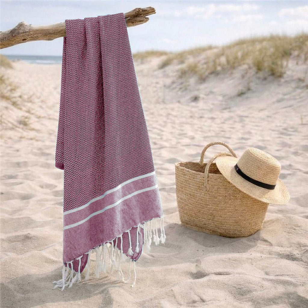 Sienna - Fouta Jacquard - Rouge Bordeaux
