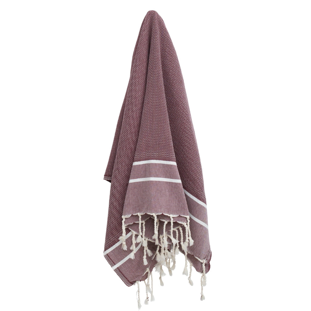 Sienna - Fouta Jacquard - Rouge Bordeaux
