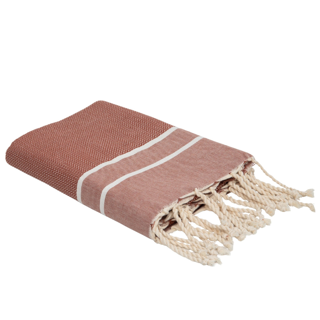 Sienna - Fouta Jacquard - Rouge Tomette