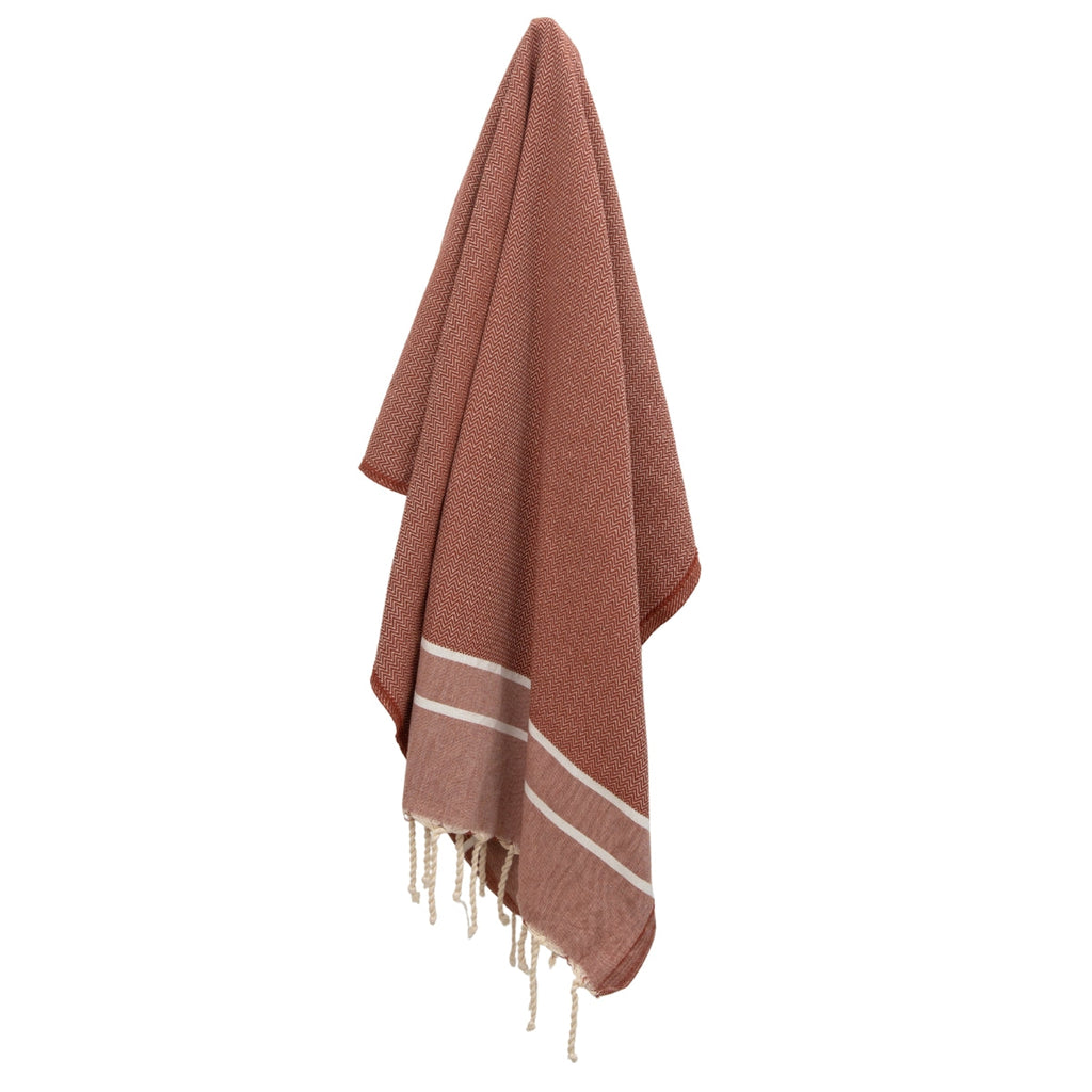 Sienna - Fouta Jacquard - Rouge Tomette