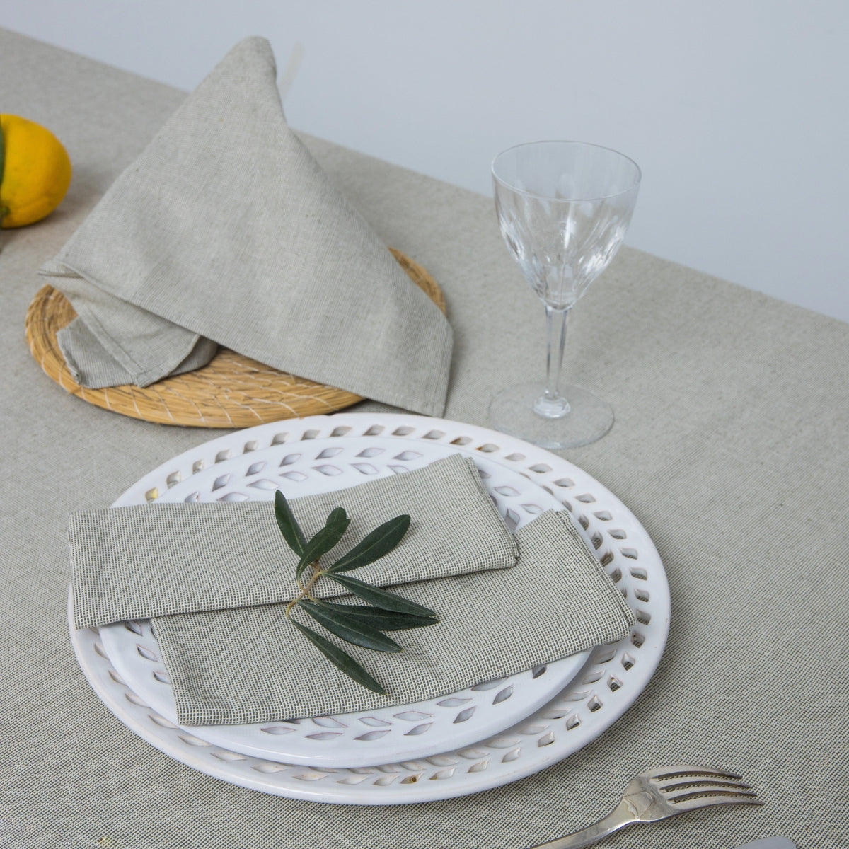 Colette - Lot De 4 Serviettes De Table - Vert Olive