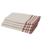 Set Of 4 Guetary Table Napkins - Linen Beige / Tomette Red - Cotton