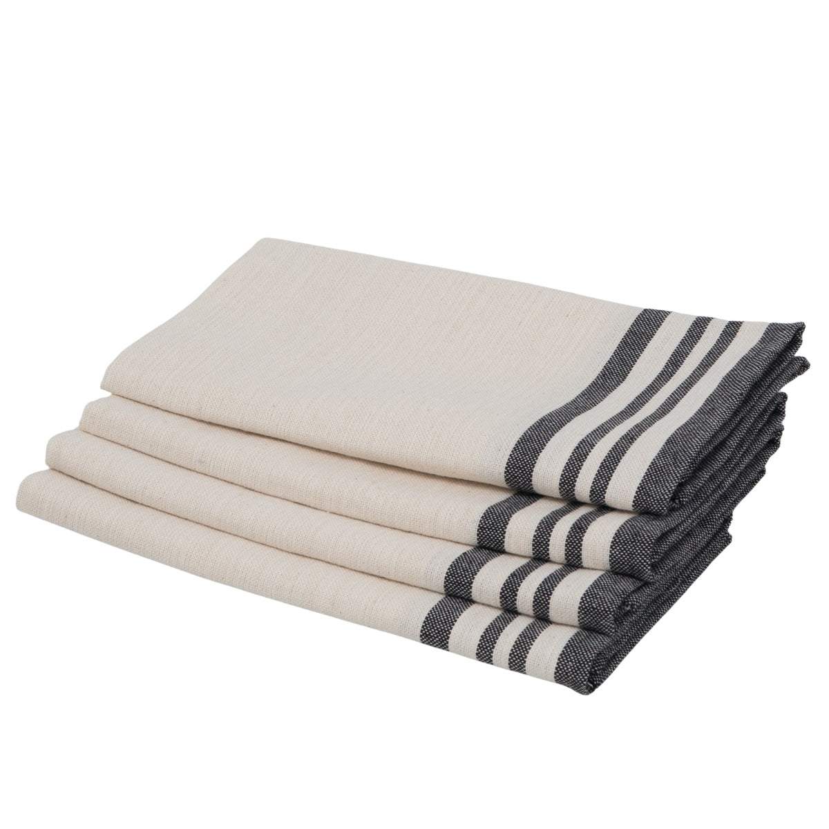 Juego De 4 Servilletas De Mesa Guetary - Lino Beige / Negro - Algodón
