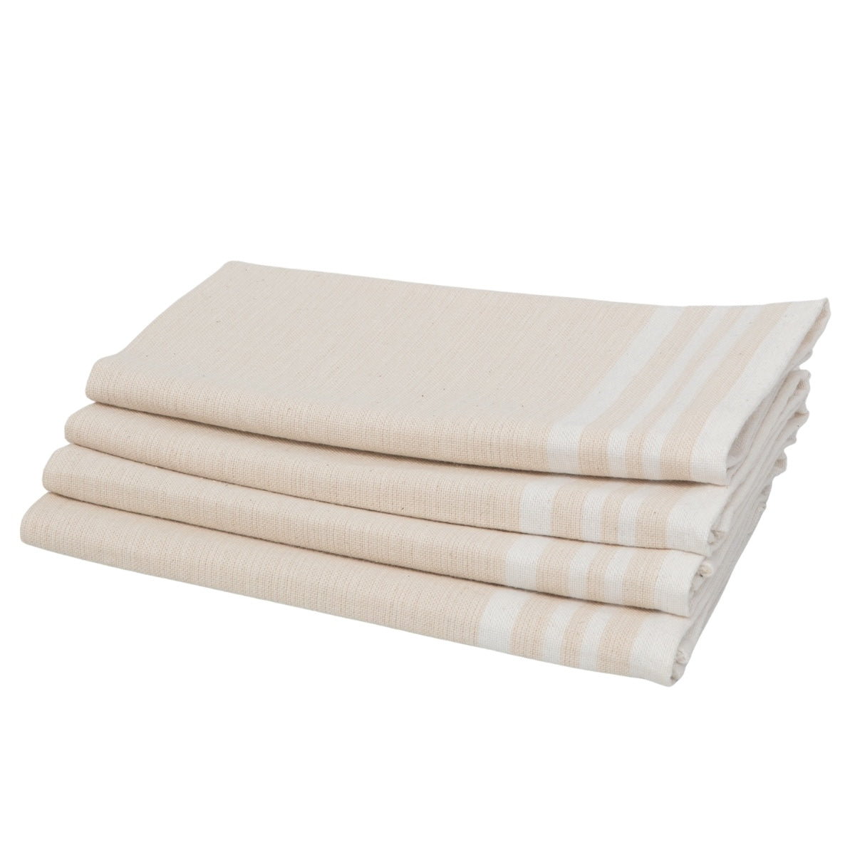 Juego De 4 Servilletas De Mesa Guetary - Lino Beige / Blanco - Algodón