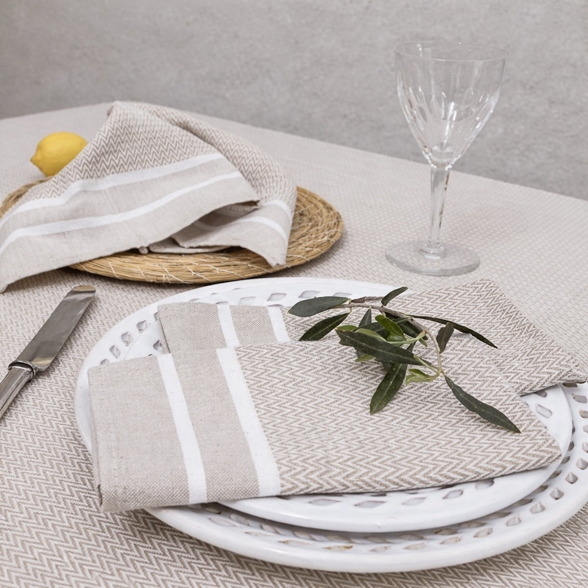 Juego de 4 servilletas Sienna - Beige - Algodón