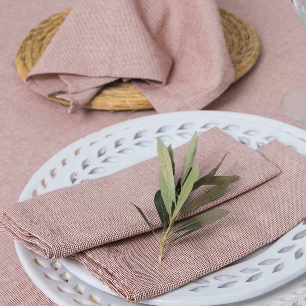 Colette - Nappe + 4 Serviettes - Rouge Tomette