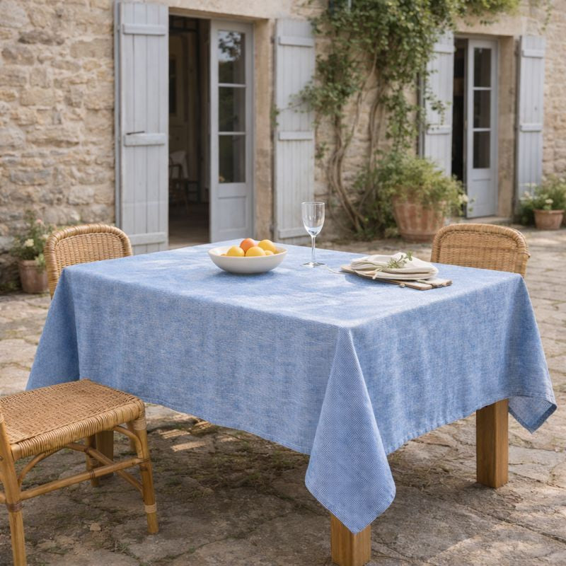 Colette - Nappe + 4 Serviettes - Bleu Grec