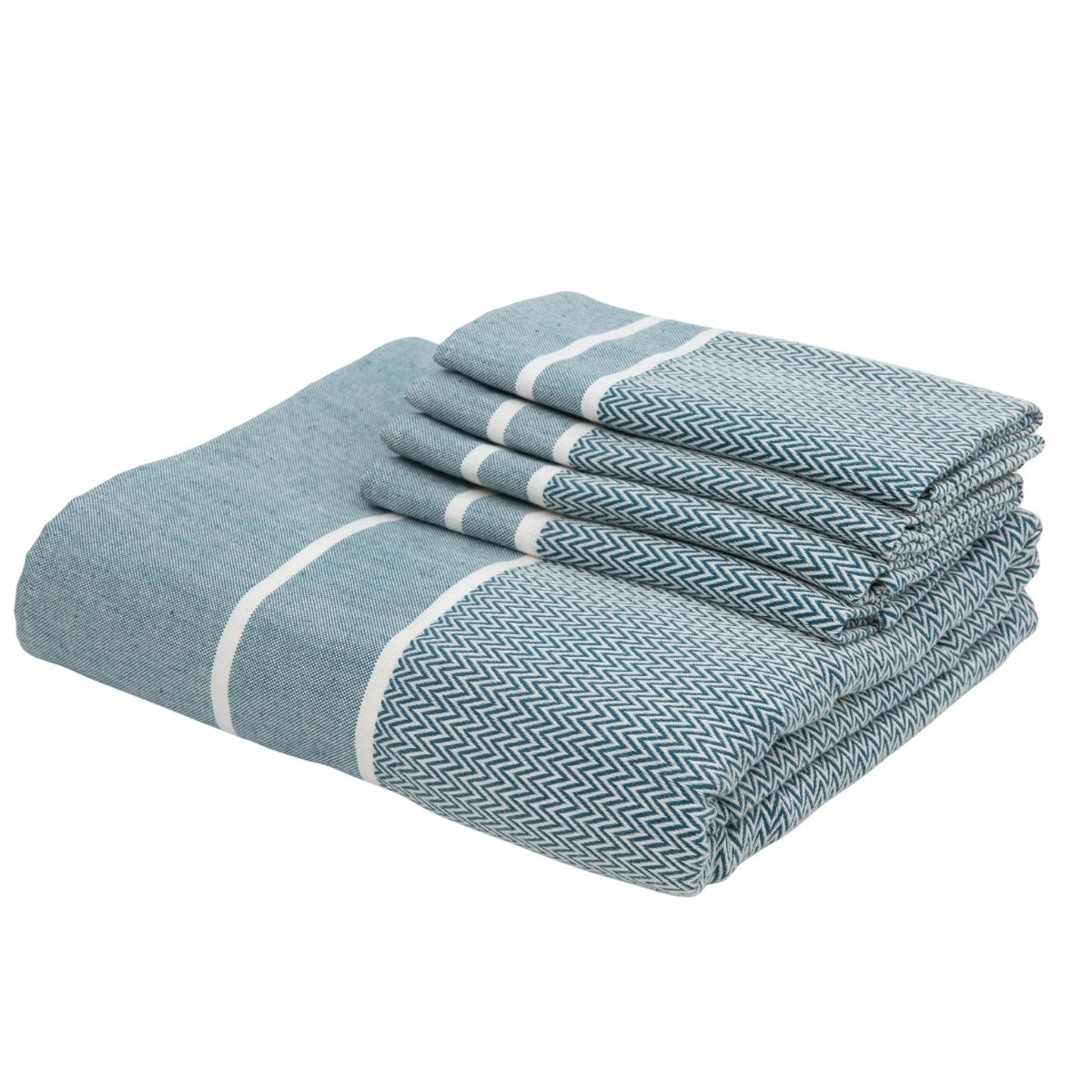 Mantel 8 Servilletas Sienna - Azul Petróleo - Algodón