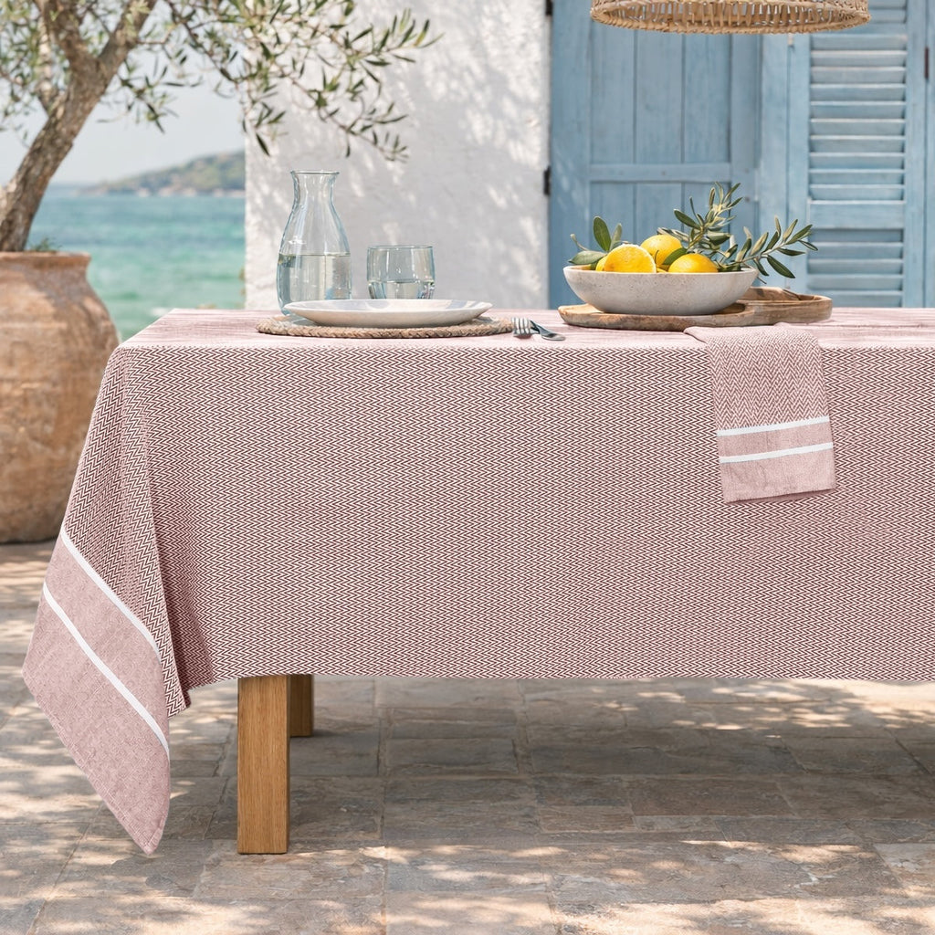 Mantel 8 Servilletas Siena - Tomette Rojo - Algodón