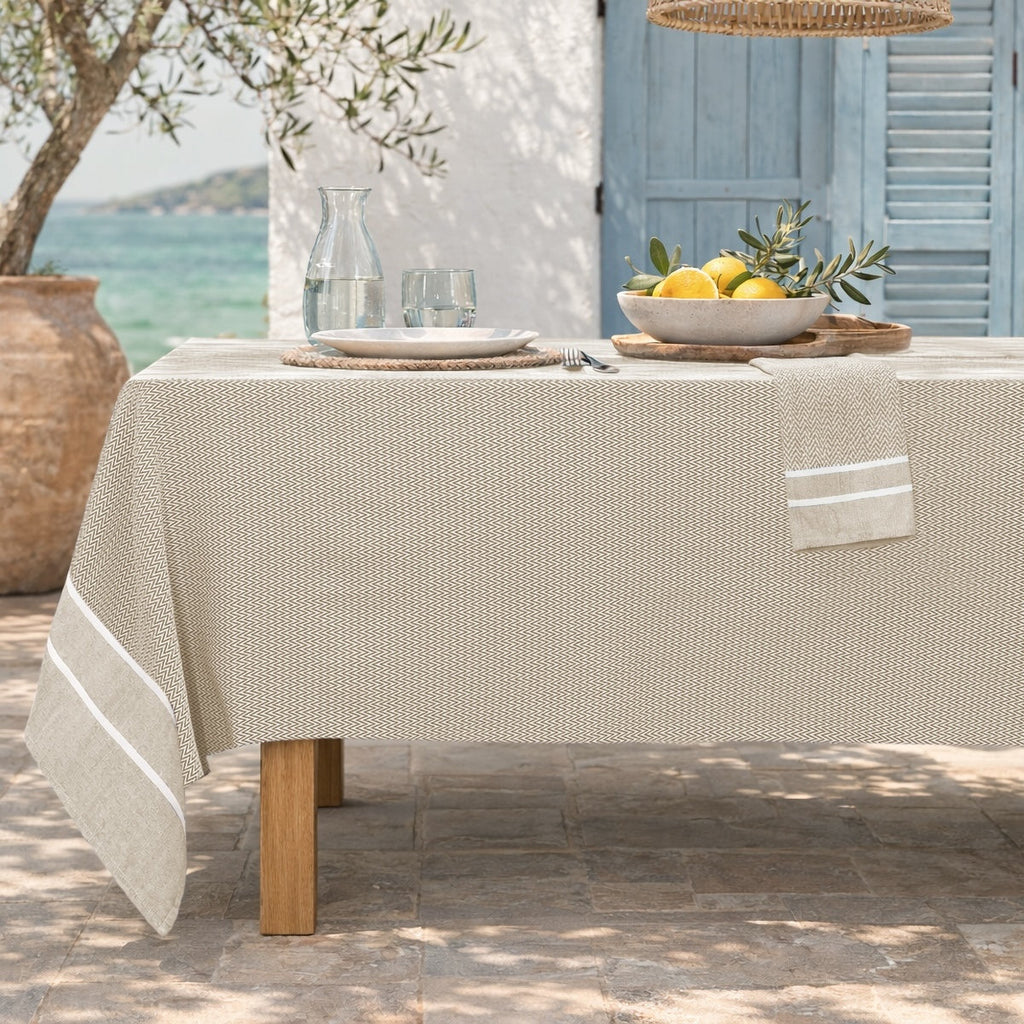 Mantel 8 Servilletas Siena - Beige - Algodón