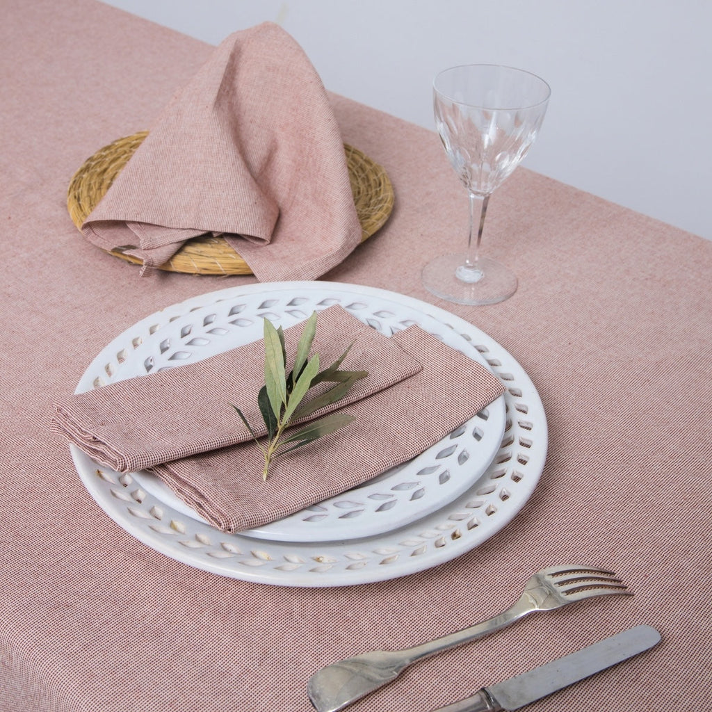 Colette - Nappe + 8 Serviettes - Rouge Tomette