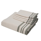 Guetary - Conjunto de mesa - Algodón - Beige lino/Verde oliva