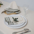 Guetary - Conjunto de mesa - Algodón - Beige lino/Verde oliva