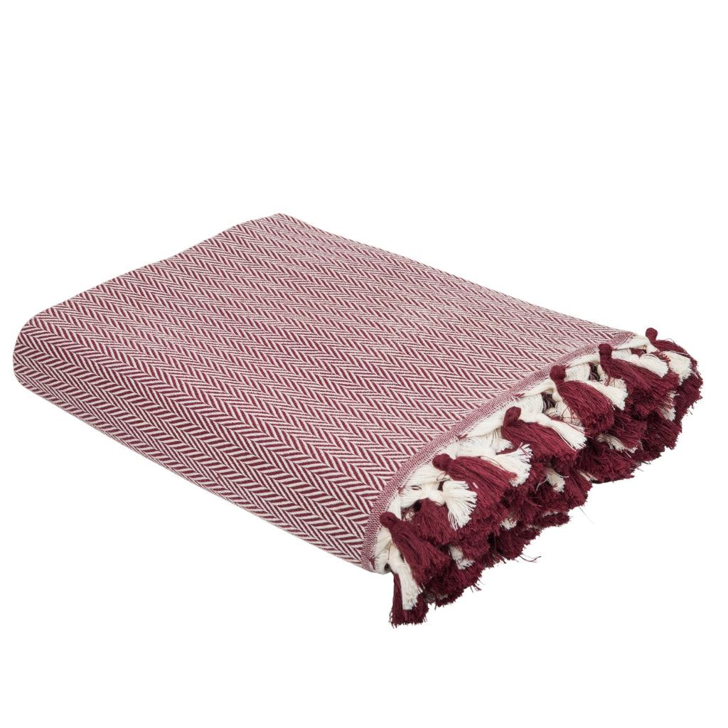Megeve - Throw - Cotton - Burgundy Red