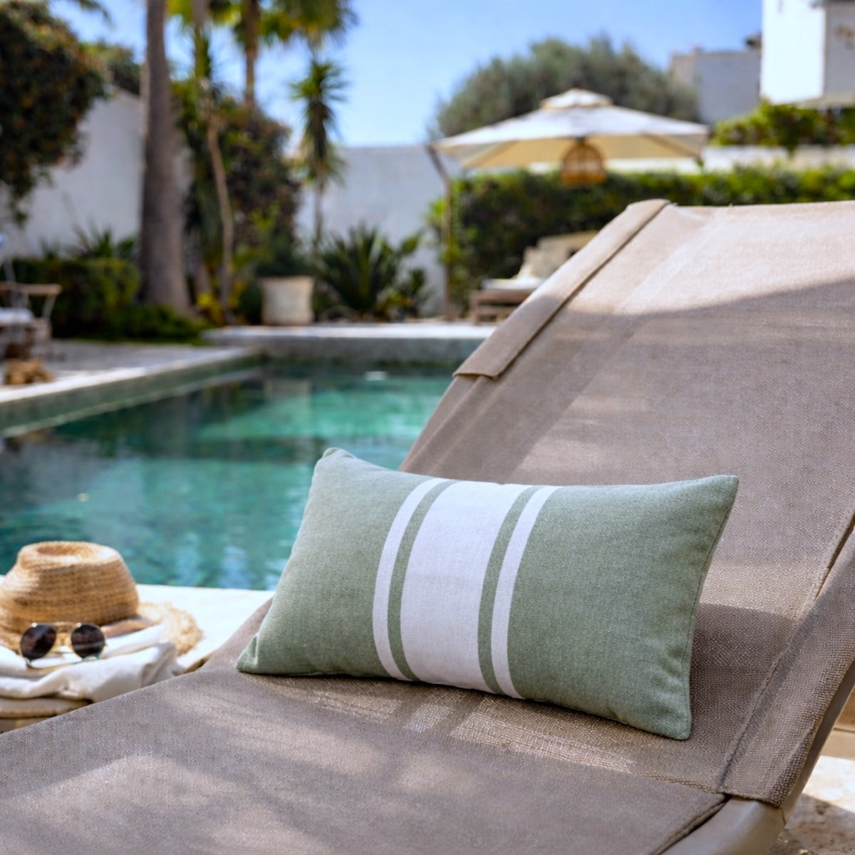 Beach Cushion - Cotton - Sage Green - St Tropez