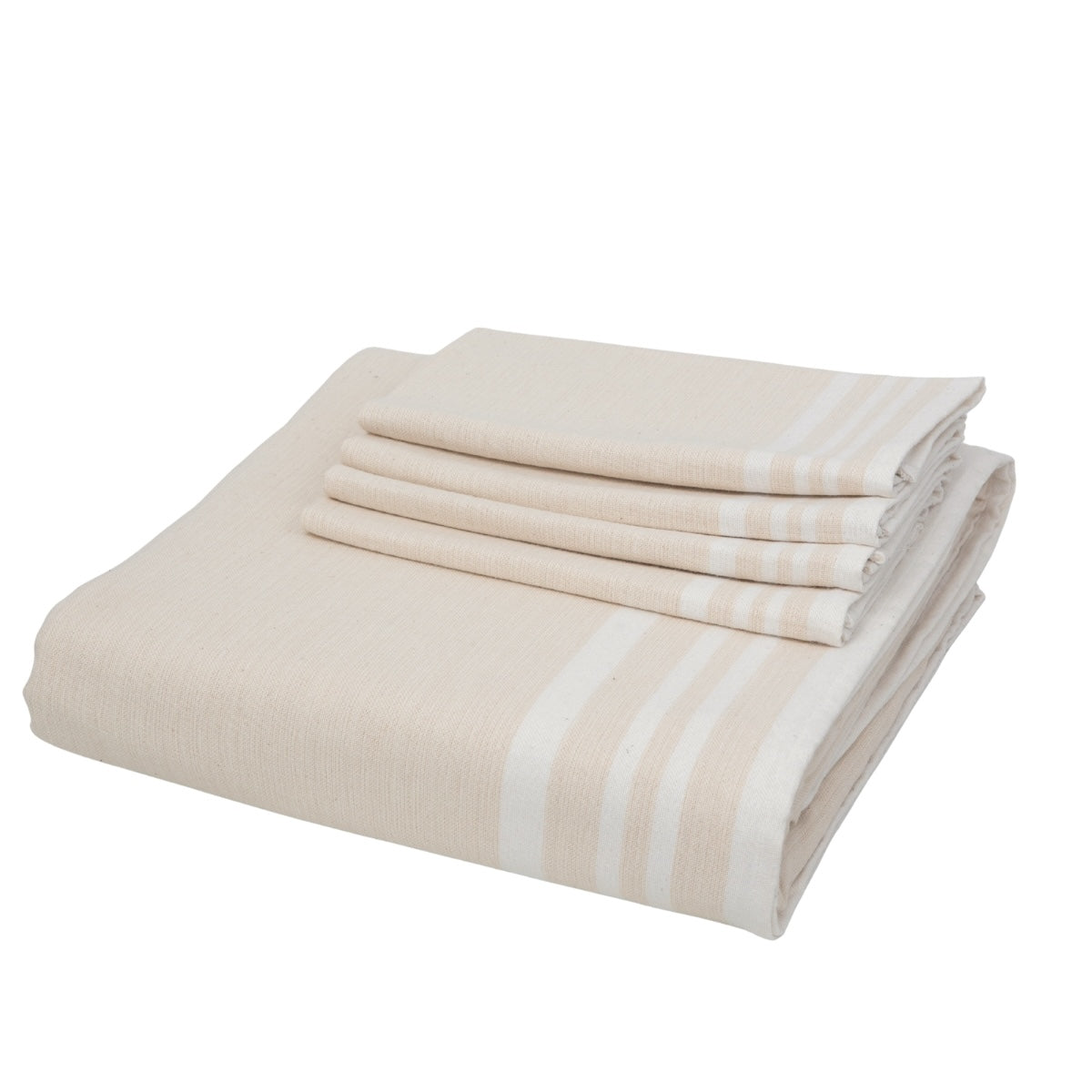 Guetary - Juego De Mesa - Algodón - Beige Lino/Blanco
