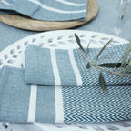 Mantel + 10 Servilletas Sienna - Azul Petróleo - Algodón