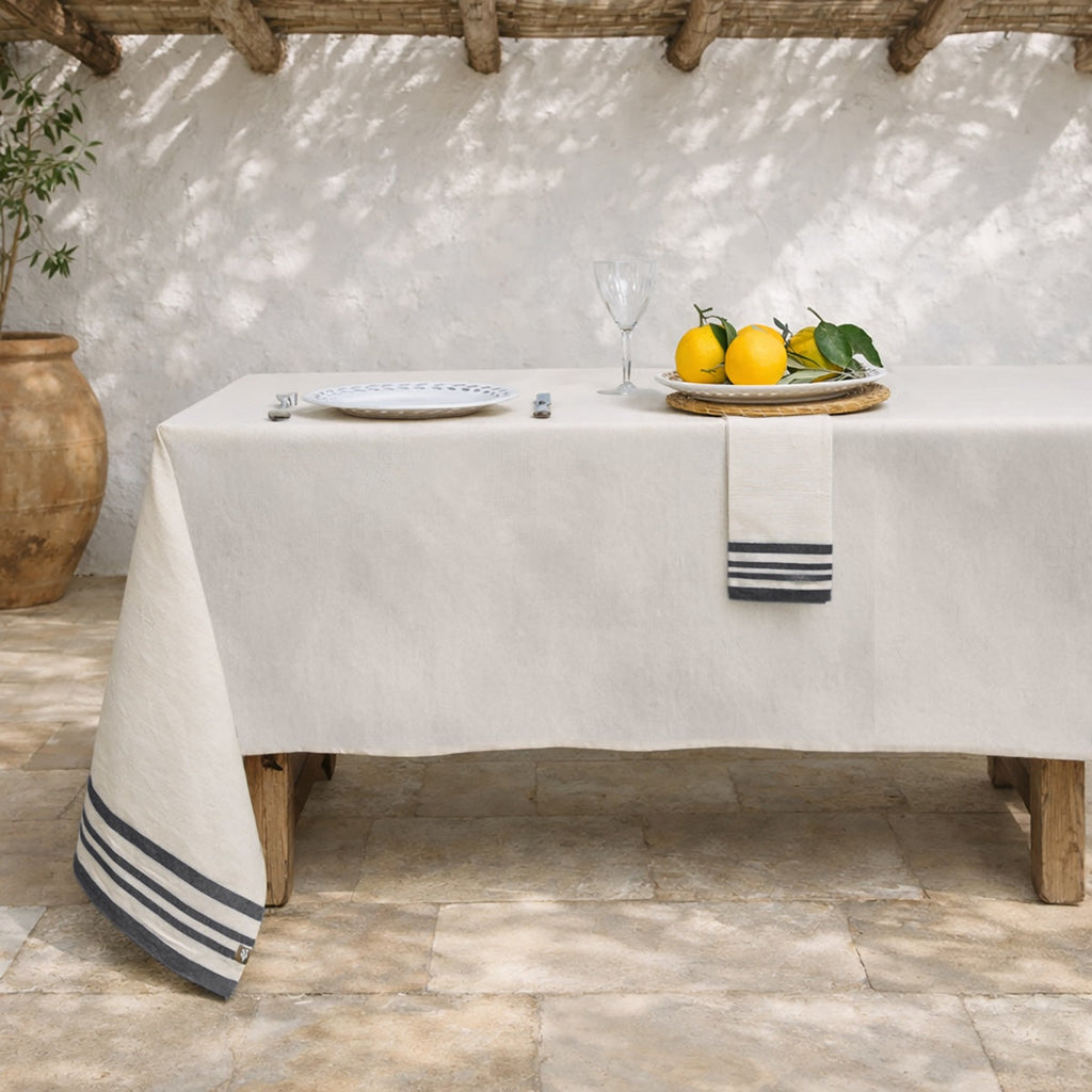 Guetary - Parure De Table - Coton - Beige Lin/Noir
