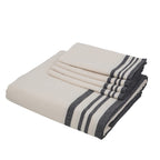 Mantel + 8 Servilletas Guetary - Lino Beige / Negro - Algodón