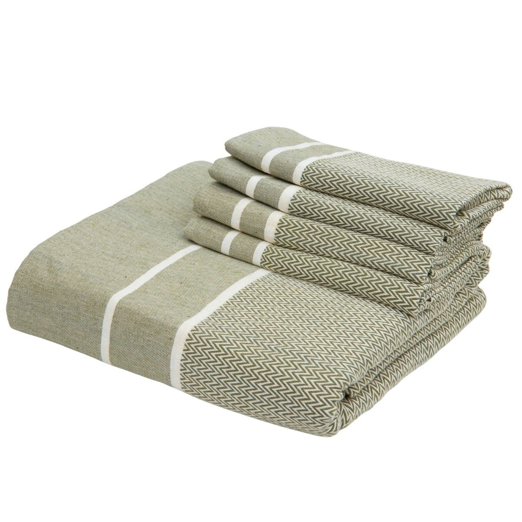 Mantel + 10 Servilletas Sienna - Verde Oliva - Algodón