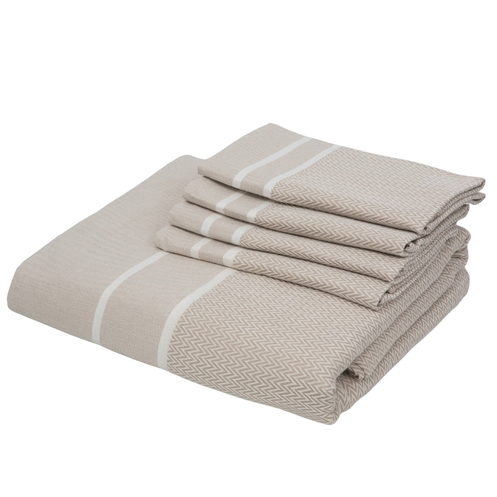 Mantel + 10 Servilletas Siena - Beige - Algodón