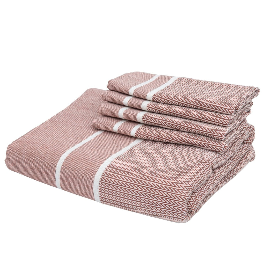 Mantel + 10 Servilletas Sienna - Tomette Rojo - Algodón