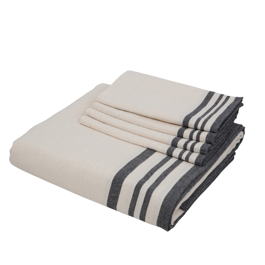 Guetary - Parure De Table - Coton - Beige Lin/Noir