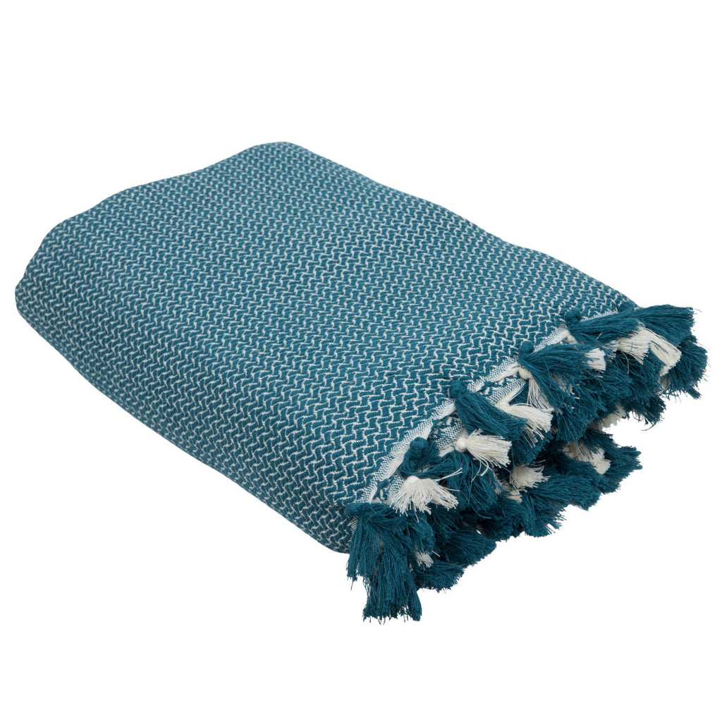Verbier - Plaid - Coton - Bleu Pétrole