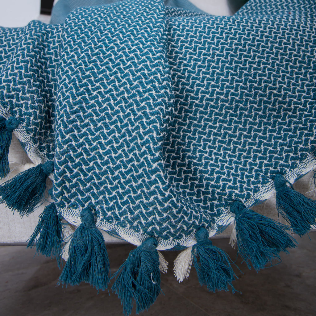 Verbier - Plaid - Coton - Bleu Pétrole